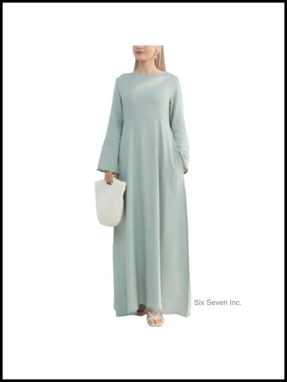 Hanimeli Linen Long Sleeve Maxi Dress A-Line Modest Abaya for Summer and Spring